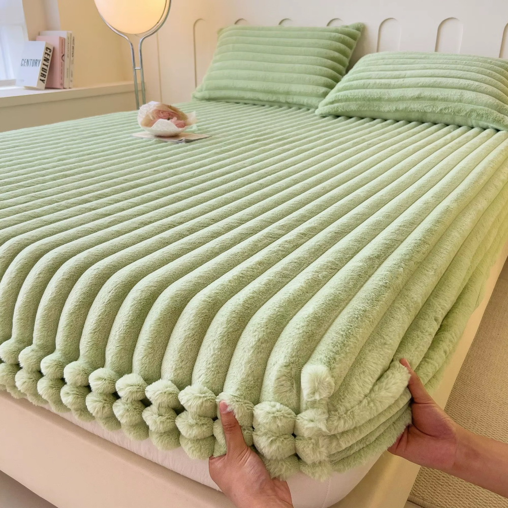 Ultra Soft Ribbed Fitted Sheet Bedding Set With Pillowcases