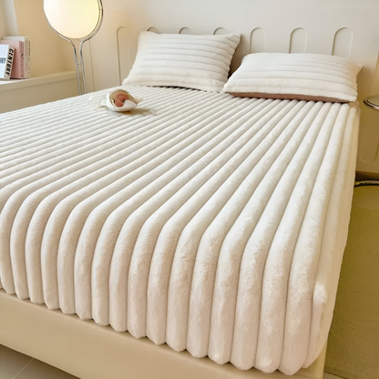 Ultra Soft Ribbed Fitted Sheet Bedding Set With Pillowcases