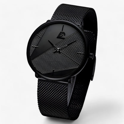 Ultra-Thin Minimalist Quartz Watch with Mesh Strap