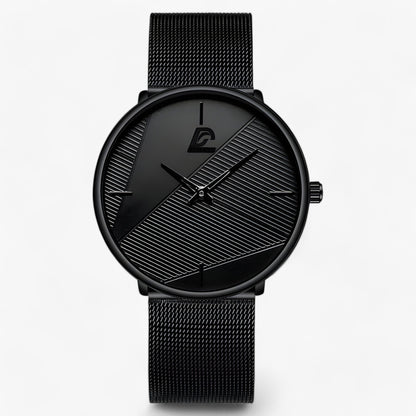 Ultra-Thin Minimalist Quartz Watch with Mesh Strap