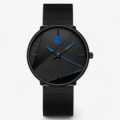 Ultra-Thin Minimalist Quartz Watch with Mesh Strap
