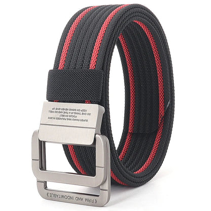 Unisex Canvas Belt Double Ring Buckle Adjustable Waist Strap