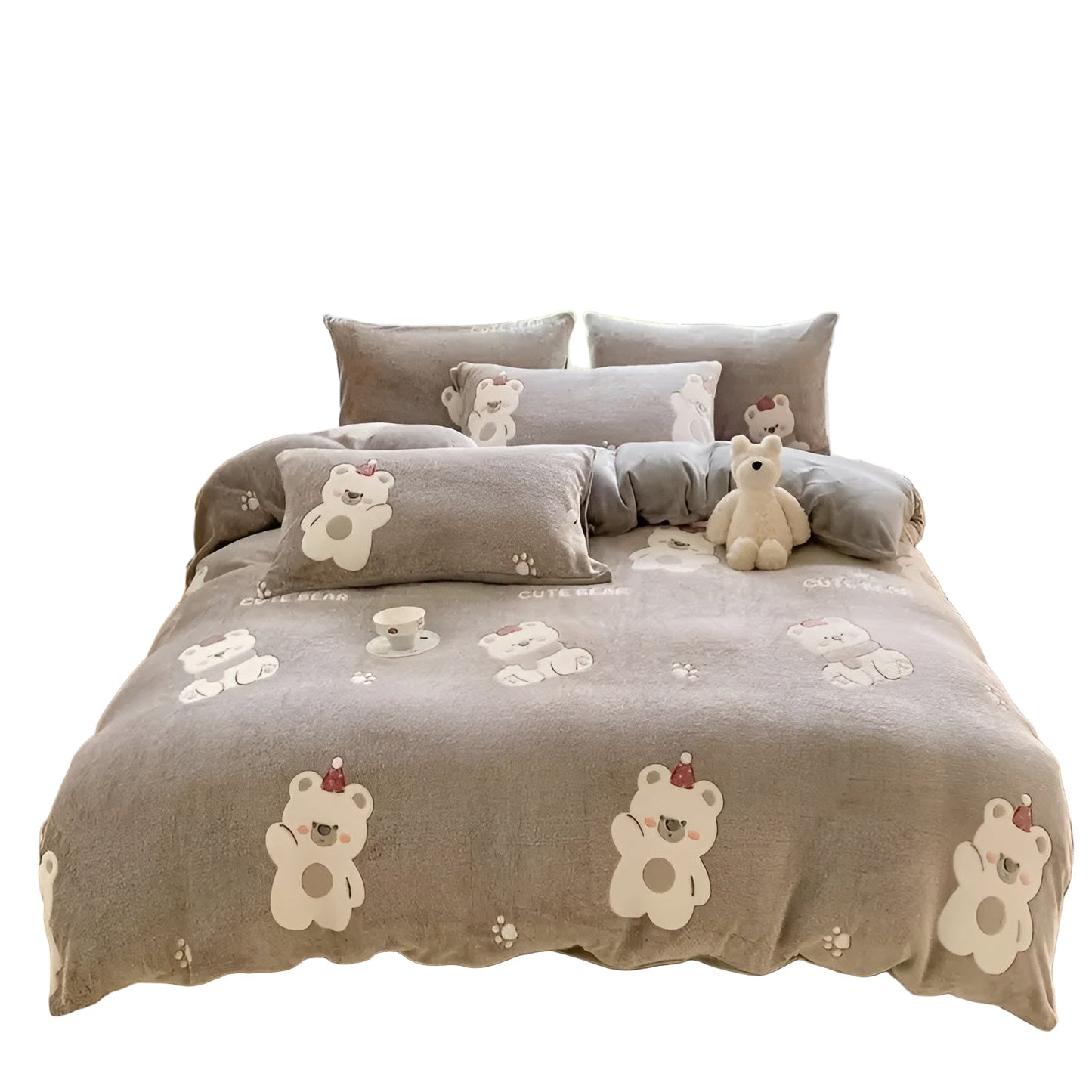 Velvet Bear Bedding Set Warm Plush Winter Comfort