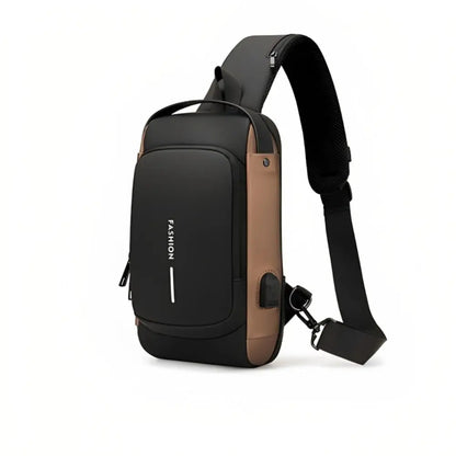 Vexopia - Men’s Waterproof Crossbody Bag with Security Lock and USB Charging Port