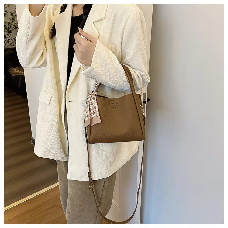 Vexopia - Women’s Lychee Texture PU Leather Crossbody Handbag