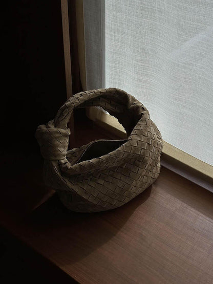 Vexopia – Women’s Mini Vegan Suede Shoulder Bag with Woven Knot Design