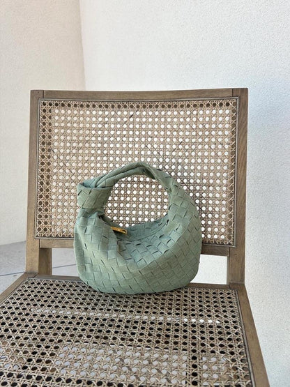 Vexopia – Women’s Mini Vegan Suede Shoulder Bag with Woven Knot Design