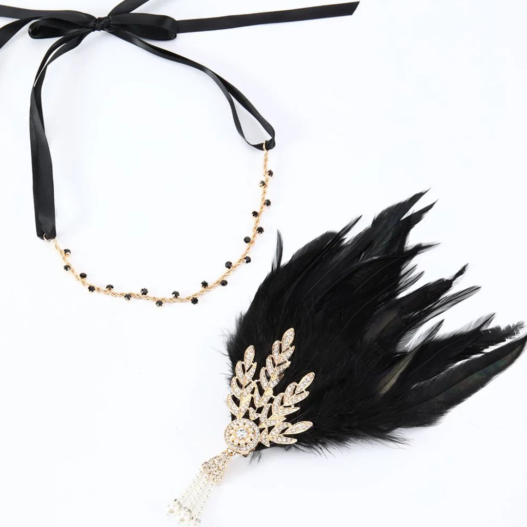 Vintage Feather Headband Flapper Style Party Hair Accessory