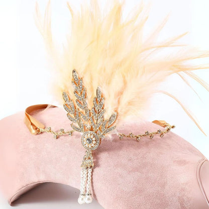 Vintage Feather Headband Flapper Style Party Hair Accessory