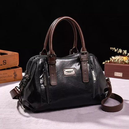 Vintage Leather Shoulder Handbag Large Capacity Tote