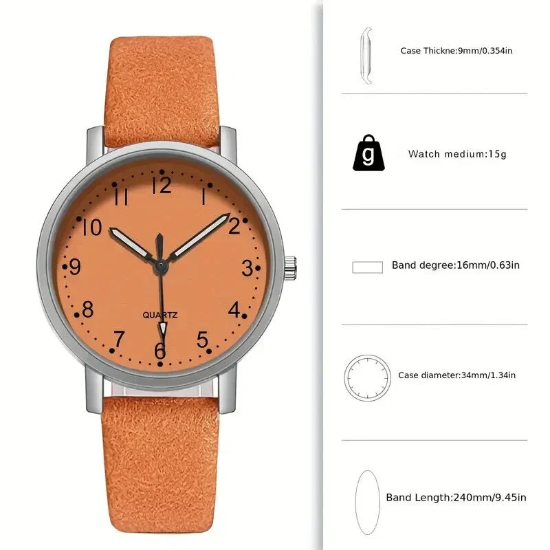 Vintage Leather Strap Women's Quartz Watch