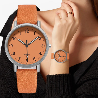 Vintage Leather Strap Women's Quartz Watch
