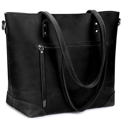 Vintage Leather Tote Bag Large Capacity Crossbody Shoulder Handbag