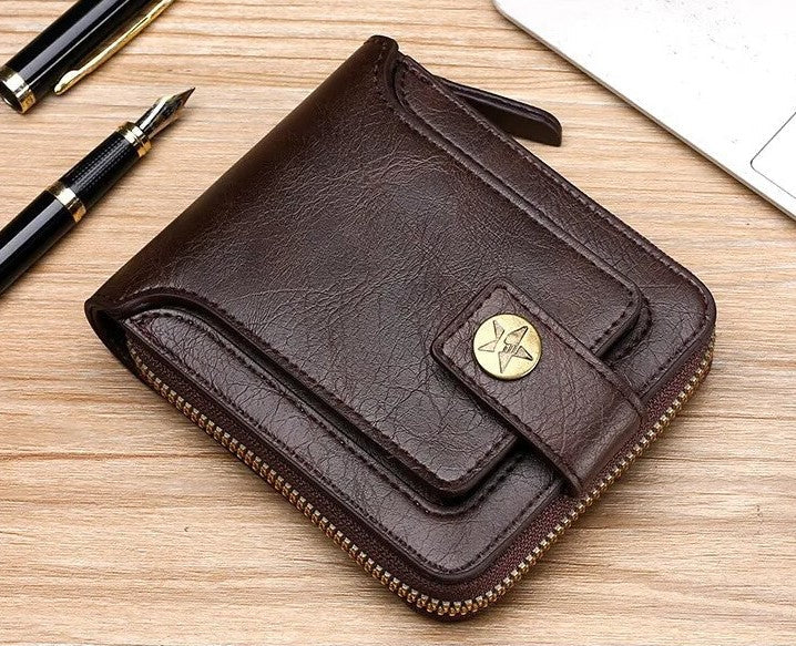 Vintage Leather Wallet RFID Card Holder Compact Bifold Coin Purse Clutch Organizer