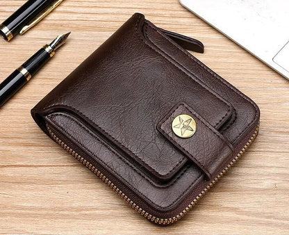 Vintage Leather Wallet RFID Card Holder Compact Bifold Coin Purse Clutch Organizer