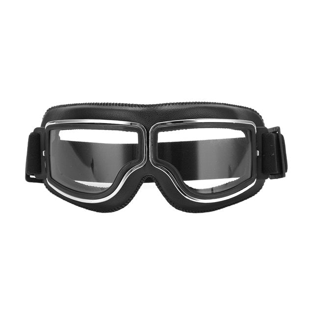 Vintage Motorcycle Goggles Leather Riding Glasses Adjustable Strap