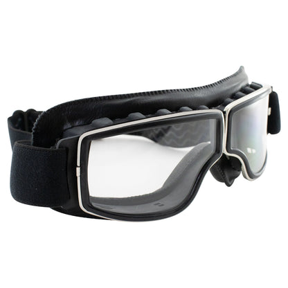 Vintage Motorcycle Goggles Leather Riding Glasses Adjustable Strap