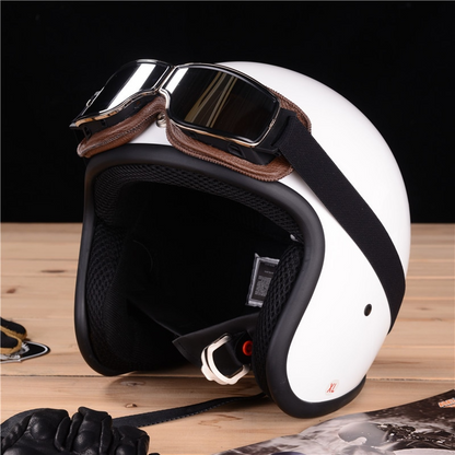 Vintage Motorcycle Goggles Leather Riding Glasses Adjustable Strap