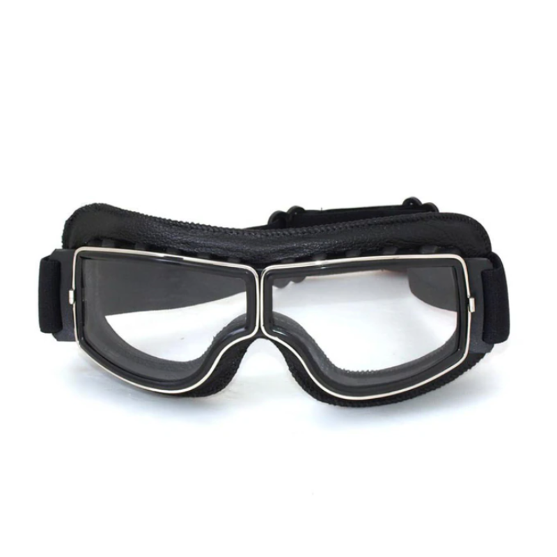 Vintage Motorcycle Goggles Leather Riding Glasses Adjustable Strap