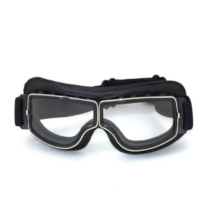 Vintage Motorcycle Goggles Leather Riding Glasses Adjustable Strap