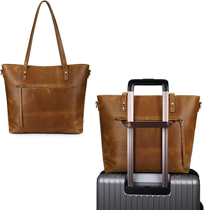Vintage PU Leather Tote Bag Large Capacity Shoulder Handbag