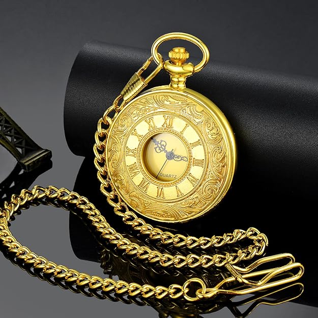 Vintage Pocket Watch Roman Numeral Quartz Timepiece