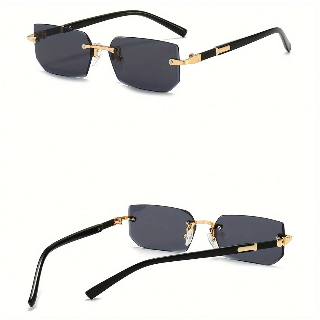Vintage Rimless Square Glasses Stainless Steel Fashion Eyewear
