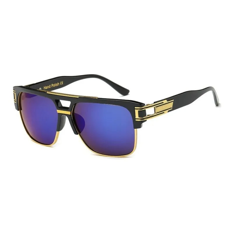 Vintage Square Sunglasses Mirrored Lens Luxury Fashion Eyewear