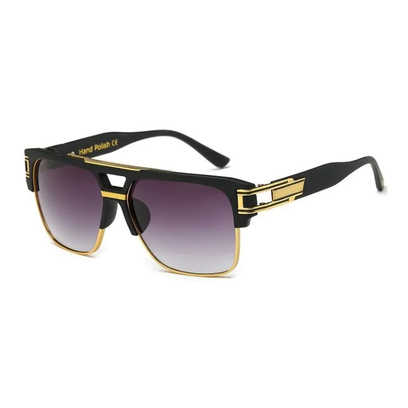 Vintage Square Sunglasses Mirrored Lens Luxury Fashion Eyewear