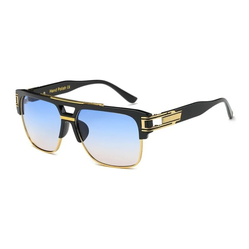 Vintage Square Sunglasses Mirrored Lens Luxury Fashion Eyewear