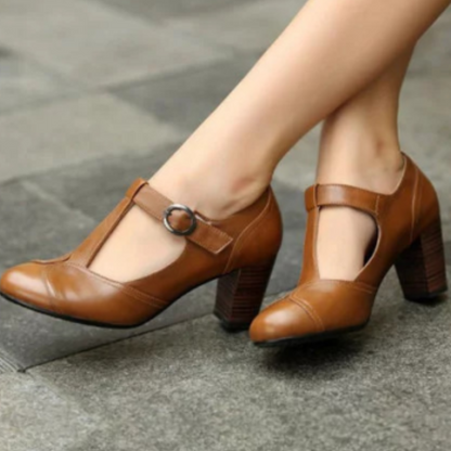 Vintage T Strap Block Heel Pumps Retro Mary Jane Shoes
