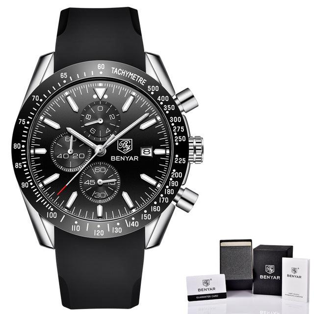 Waterproof Quartz Watch Men Stainless Steel Blue Dial