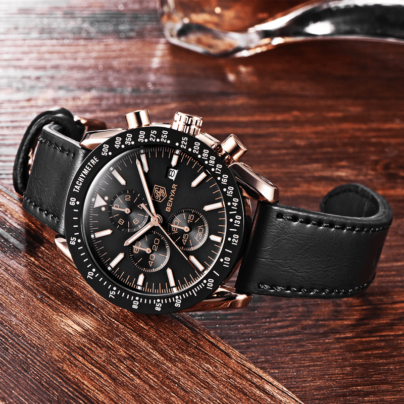 Waterproof Quartz Watch Men Stainless Steel Blue Dial
