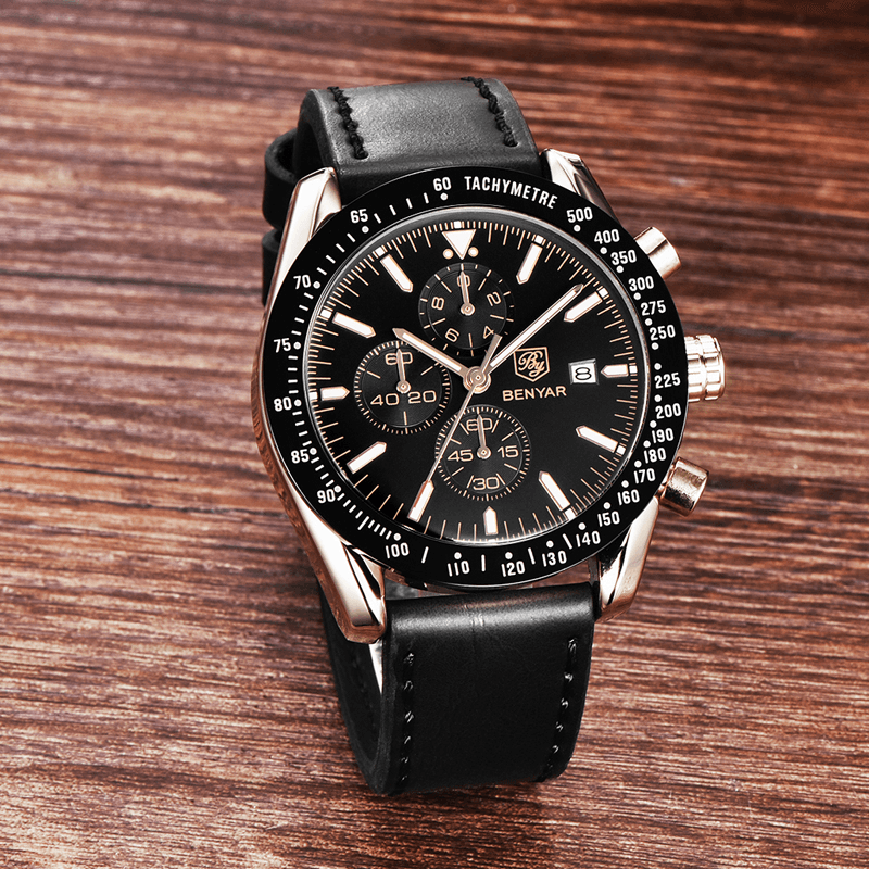 Waterproof Quartz Watch Men Stainless Steel Blue Dial
