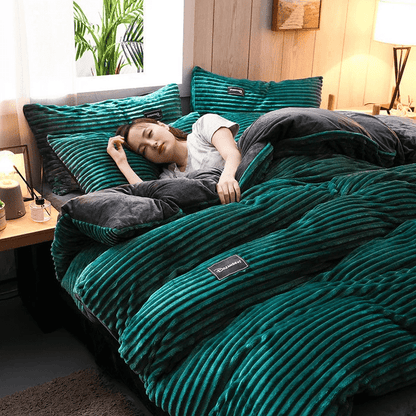 Winter Velvet Bedding Set Plush Coral Fleece Duvet Cover Set
