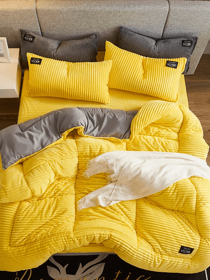 Winter Velvet Bedding Set Plush Coral Fleece Duvet Cover Set