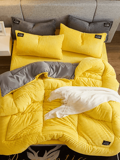 Winter Velvet Bedding Set Plush Coral Fleece Duvet Cover Set