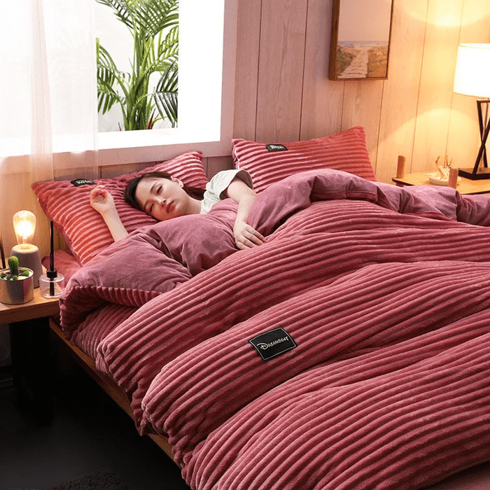 Winter Velvet Bedding Set Plush Coral Fleece Duvet Cover Set