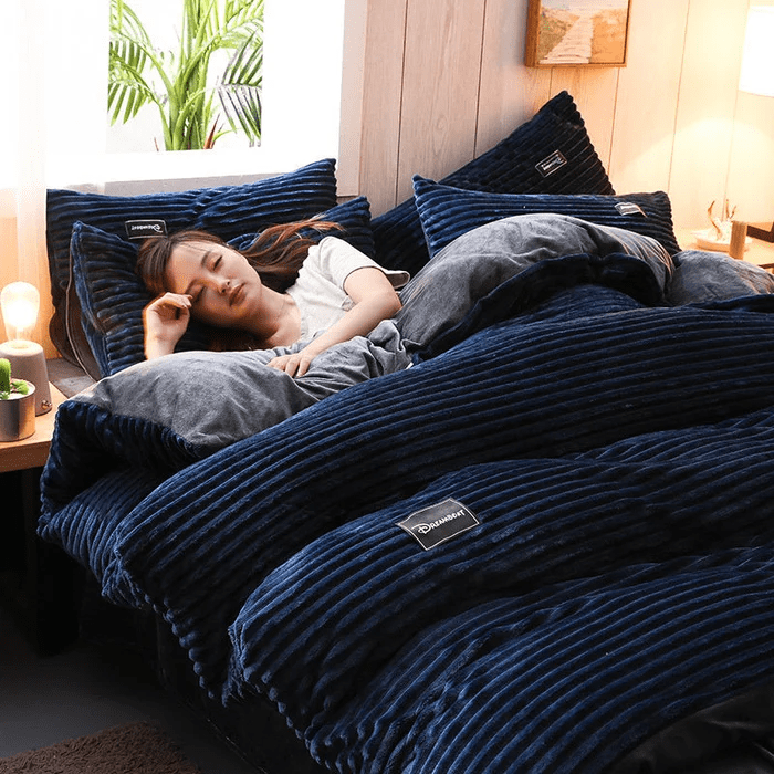 Winter Velvet Bedding Set Plush Coral Fleece Duvet Cover Set