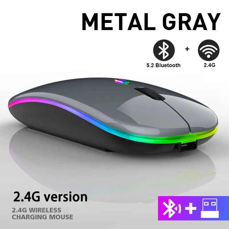 Wireless Rechargeable Mouse LED Bluetooth Computer Mouse