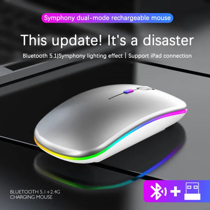 Wireless Rechargeable Mouse LED Bluetooth Computer Mouse