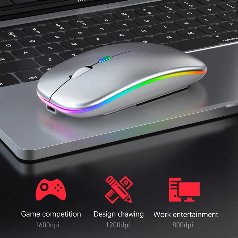 Wireless Rechargeable Mouse LED Bluetooth Computer Mouse