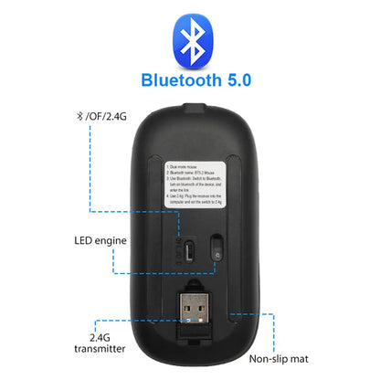 Wireless Rechargeable Mouse LED Bluetooth Computer Mouse