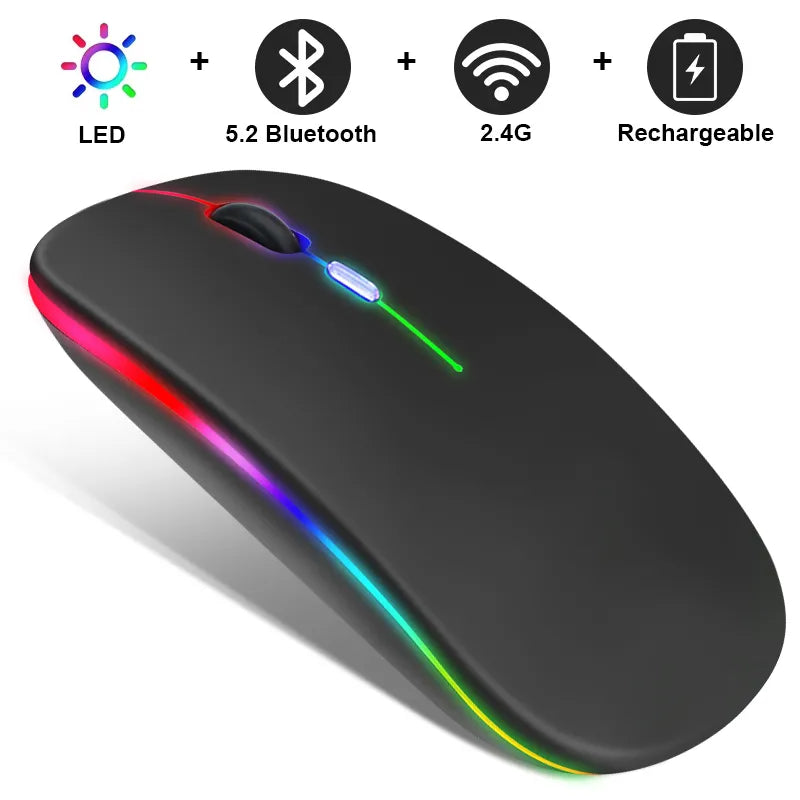Wireless Rechargeable Mouse LED Bluetooth Computer Mouse