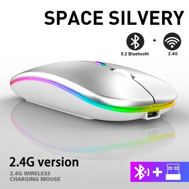 Wireless Rechargeable Mouse LED Bluetooth Computer Mouse
