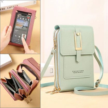Women Phone Crossbody Bag PU Leather Mini Shoulder Bag