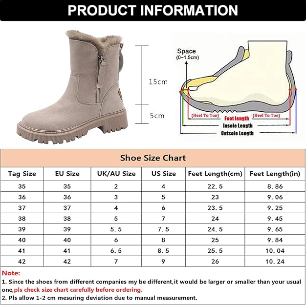Women Winter Boots Fur Lined Warm Comfortable Snow Boots