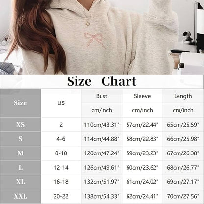 Womens Bow Hoodie Casual Oversized Pullover Soft Warm Sweatshirt Pink