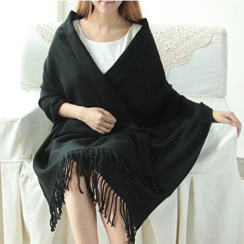 Womens Cashmere Scarf Winter Warm Soft Plaid Shawl Wrap