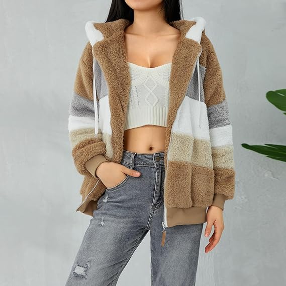 Women's Fluffy Teddy Fleece Jacket Zippered Cozy Vest